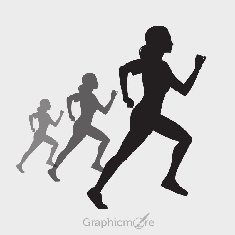 Download Woman Running Silhouette Design Free Vector File Download