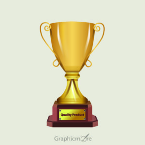 3D Realistic Gold Trophy Design Free Vector File