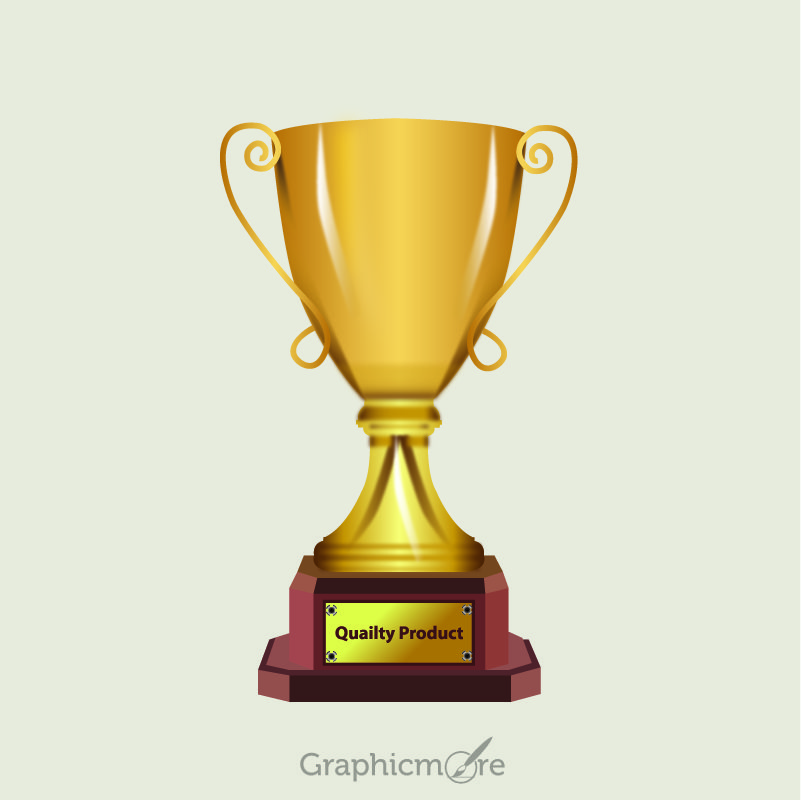 3D Realistic Gold Trophy Design Free Vector File