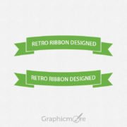 Flat Retro Green Ribbons Design Free PSD File Download