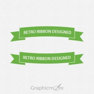 Flat Retro Green Ribbons Design Free PSD File Download