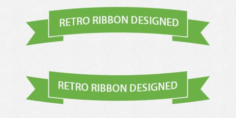 Flat Retro Green Ribbons Design Free PSD File Download