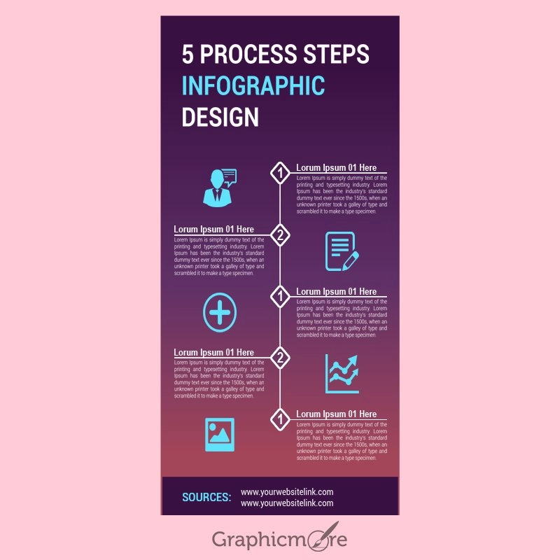 5 Process Steps Infographic Design Free PSD File