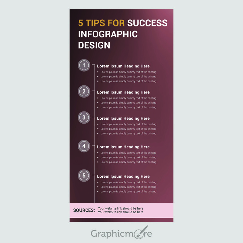 5 Tips for Success Infographic Design Free PSD File by GraphicMore