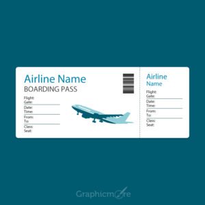 Airline Blue Boarding Pass Template Design Free Vector File