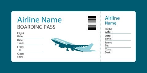 Airline Blue Boarding Pass Template Design Free Vector File