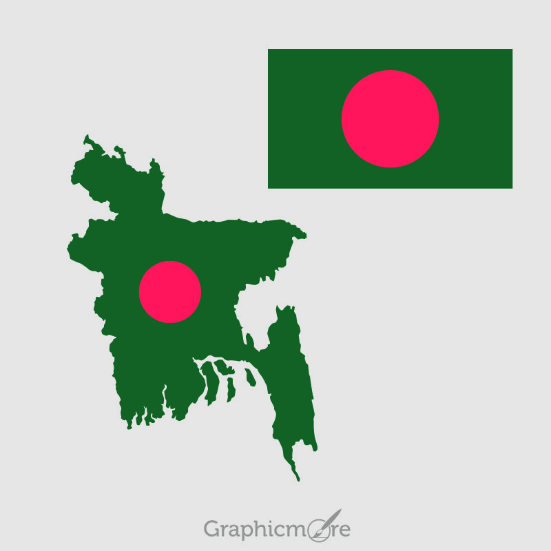 Bangladesh Flag and Map Design Free Vector File