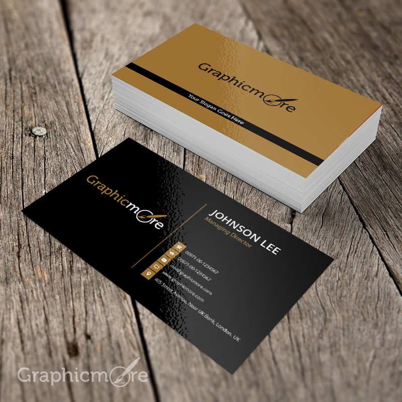 Black & Gloden Business Card Template & Mockup Design Free PSD File