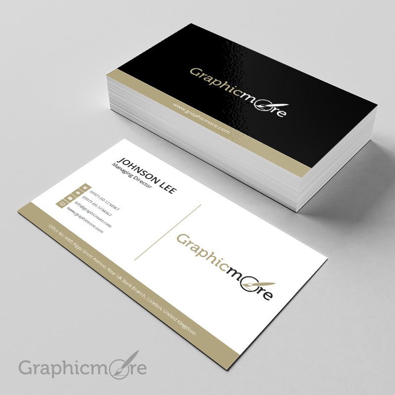 Black & Gloden Creative Business Card Template & Mockup Design Free PSD File