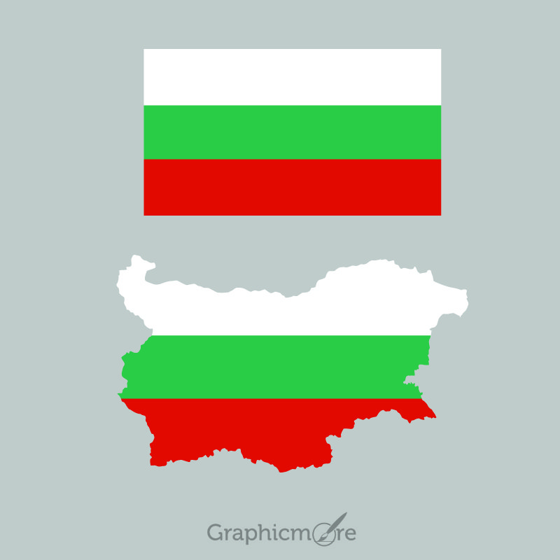 Bulgaria Flag and Map Design Free Vector File