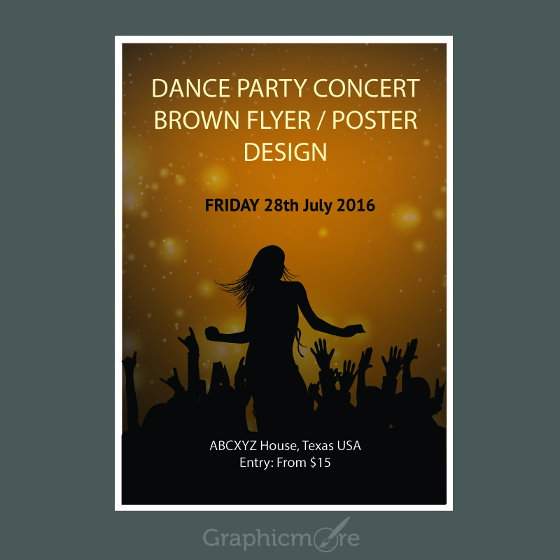 Concert Party Brown Flyer or Poster Design Free Vector File