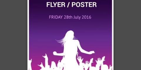 Concert Party Flyer or Poster with Gradient Background Design Free Vector File