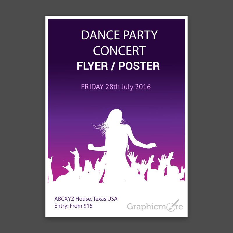 Concert Party Flyer or Poster with Gradient Background Design Free Vector File