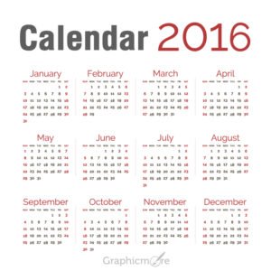 Maroon Calendar 2017 Template Design Free Vector File