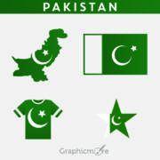 Pakistani Flag Map Jersey and Star Badge Design Free Vector File