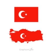 Turkey Flag and Map Design Free Vector File