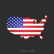 USA Map in Flag Color Design Free Vector File