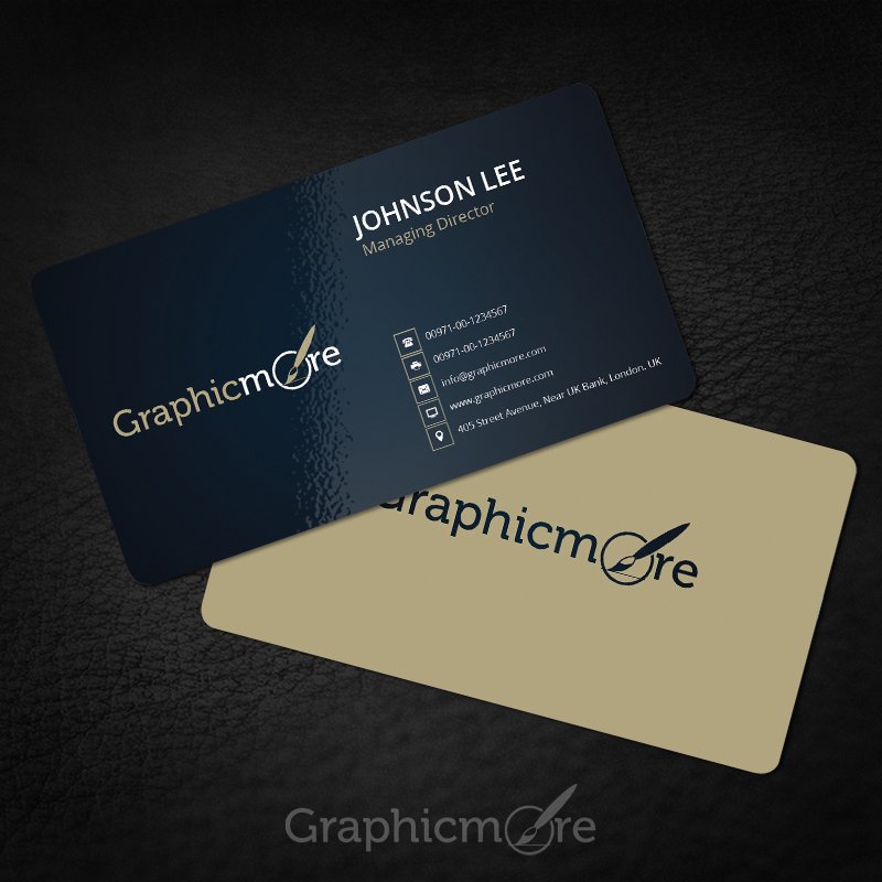 Rounded Black & Yellow Business Card Template & Mockup Design Free PSD File