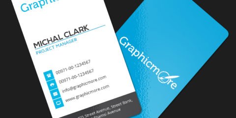 Clean Vertical Rounded Corner Business Card Template & Mockup Design Free PSD File