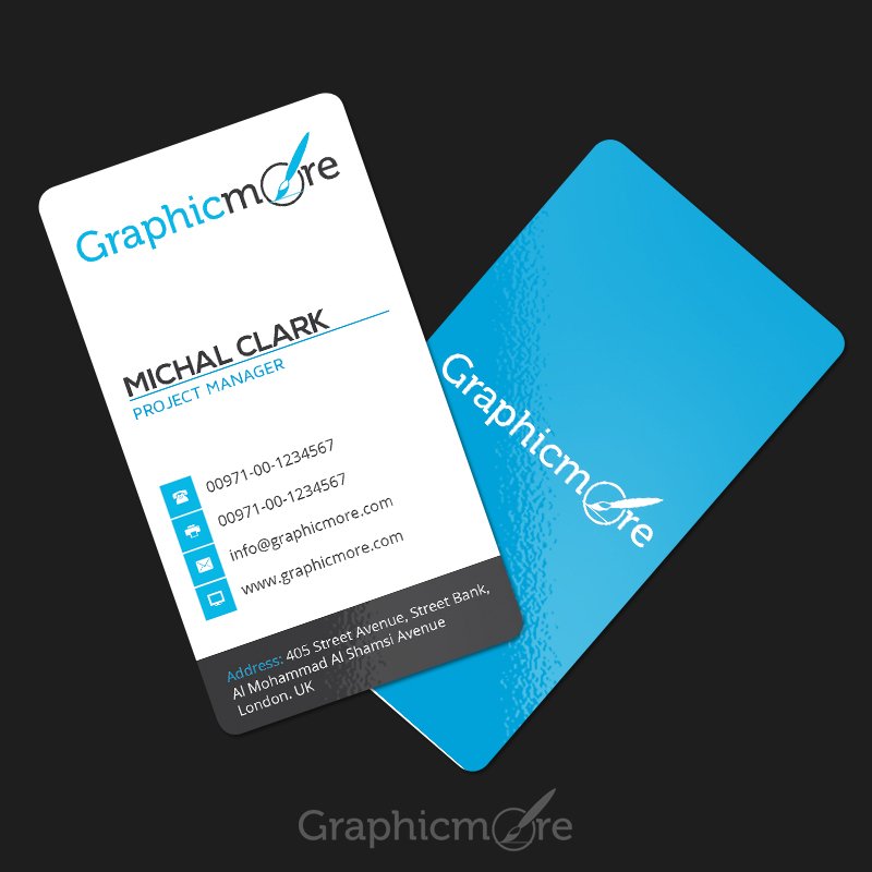 Download Clean Vertical Rounded Corner Business Card Template Design Free Psd