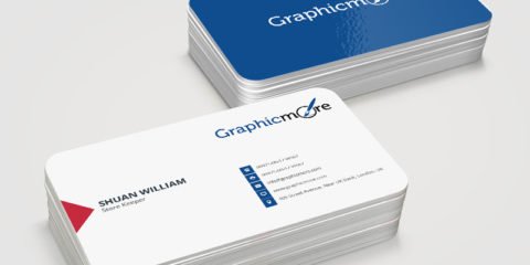 Round Corner Blue Business Card Template & Mockup Design Free PSD File