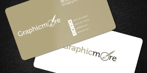 Rounded Corner Gold Business Card Template & Mockup Design Free PSD File