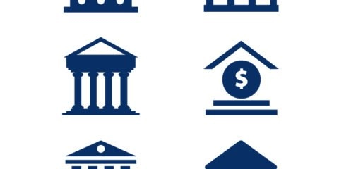 Bank Building Icons Set Design Free Vector File