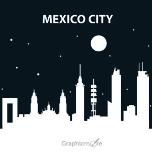 Mexico City Skyline At Night Free Vector File Design