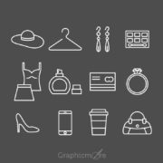 Shopping White Line Icons Design Free Vector File