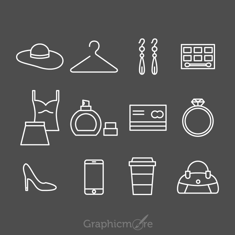 Shopping White Line Icons Design Free Vector File