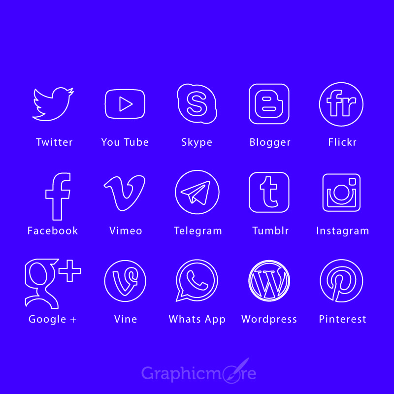 Thin Line Social Media Icons Design Free Vector File