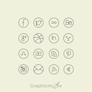 Social Media Line Icons Set Design Free PSD File - GraphicMore
