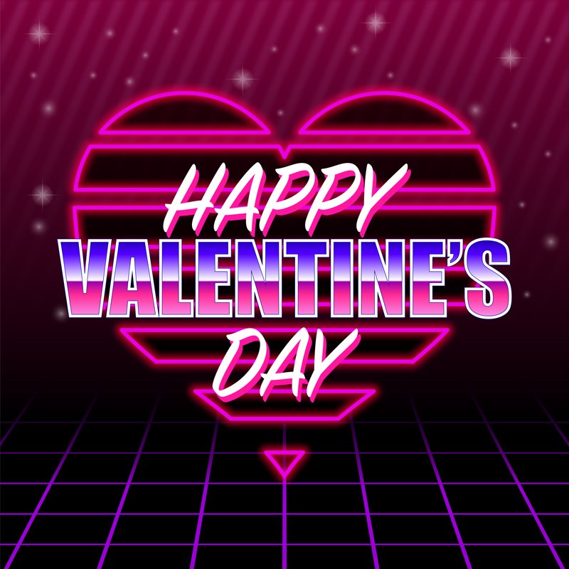 80's Style Valentine's Neon Heart Design Free Vector File