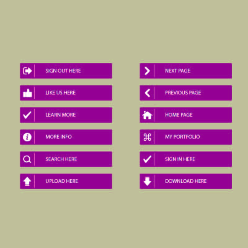 Flat Web Page Button Set Design Free Vector Download