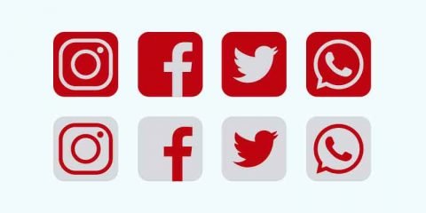 Red Social Media Icons Collection Free Vector Download