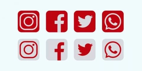 Red Social Media Icons Collection Free Vector Download