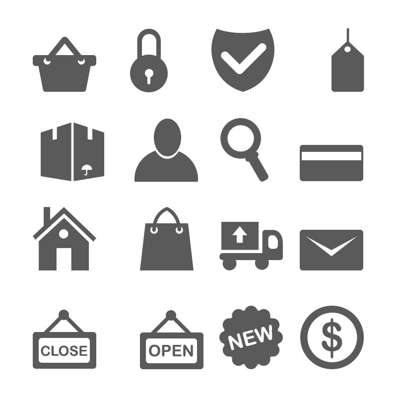 16 Minimal Ecommerce Icons Free PSD Design Download