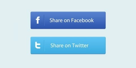 Facebook & Twitter Social Share Buttons PSD Design Templates