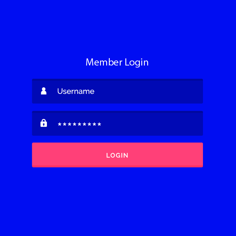 Login Template UI with Blue Background Design Free Vector