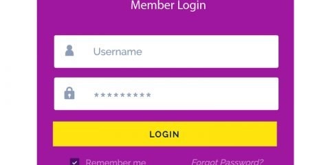 Puple Member Login Form UI Template Vector Design