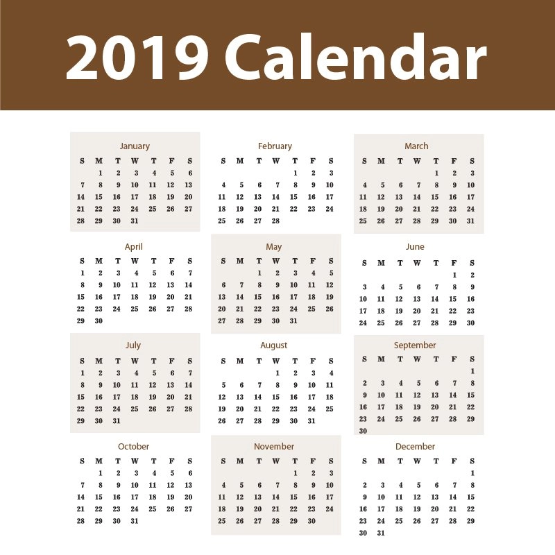 2019 Calendar Free Vector Design by GraphicMore