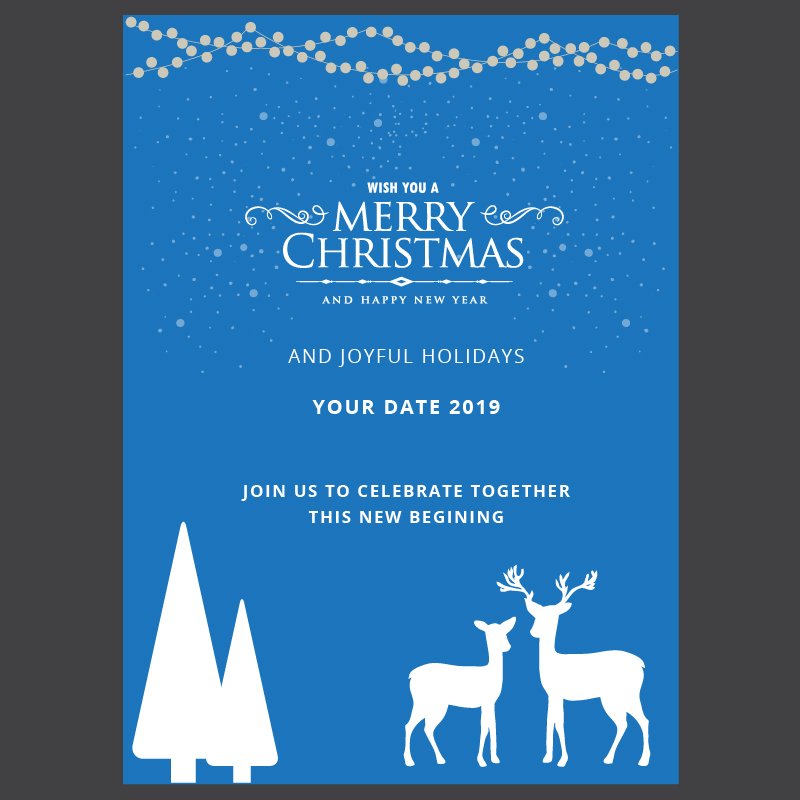 Free Merry Christmas Blue Card Design Vector Download