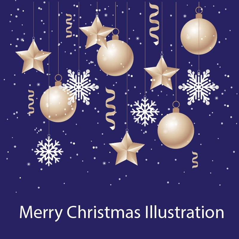 Free Merry Christmas and New Year Illustration Design Vector