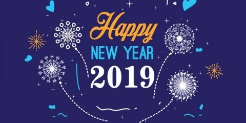 Happy New Year 2019 Greeting Card Design by GraphicMore