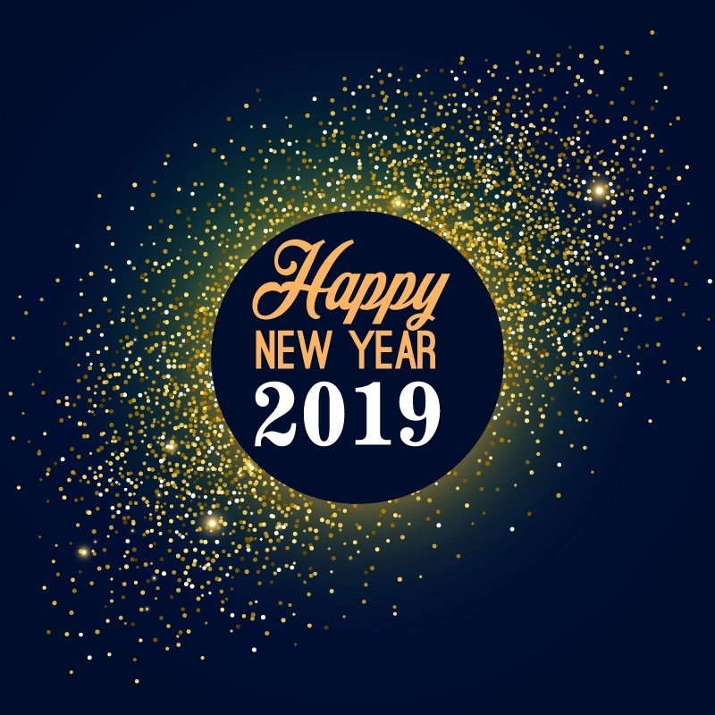 Happy New Year 2019 Greeting Free Vector Card Design
