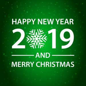 Happy New Year and Merry Christmas Green Card Design