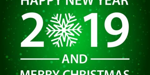 Happy New Year and Merry Christmas Green Card Design