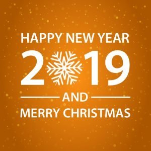 Happy New Year and Merry Christmas Orange Card Design