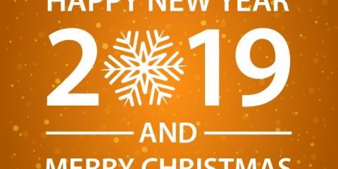 Happy New Year and Merry Christmas Orange Card Design