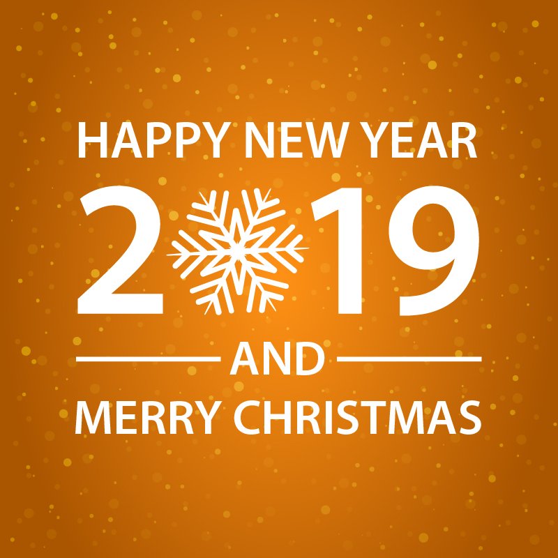 Happy New Year and Merry Christmas Orange Card Design